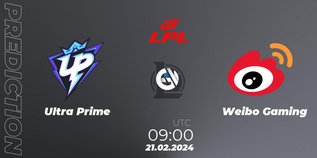 Ultra Prime vs Weibo Gaming: Match Prediction. 21.02.2024 at 09:00, LoL, LPL Spring 2024 - Group Stage