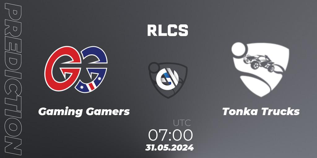 Gaming Gamers vs Tonka Trucks: Match Prediction. 31.05.2024 at 07:00, Rocket League, RLCS 2024 - Major 2: OCE Open Qualifier 6