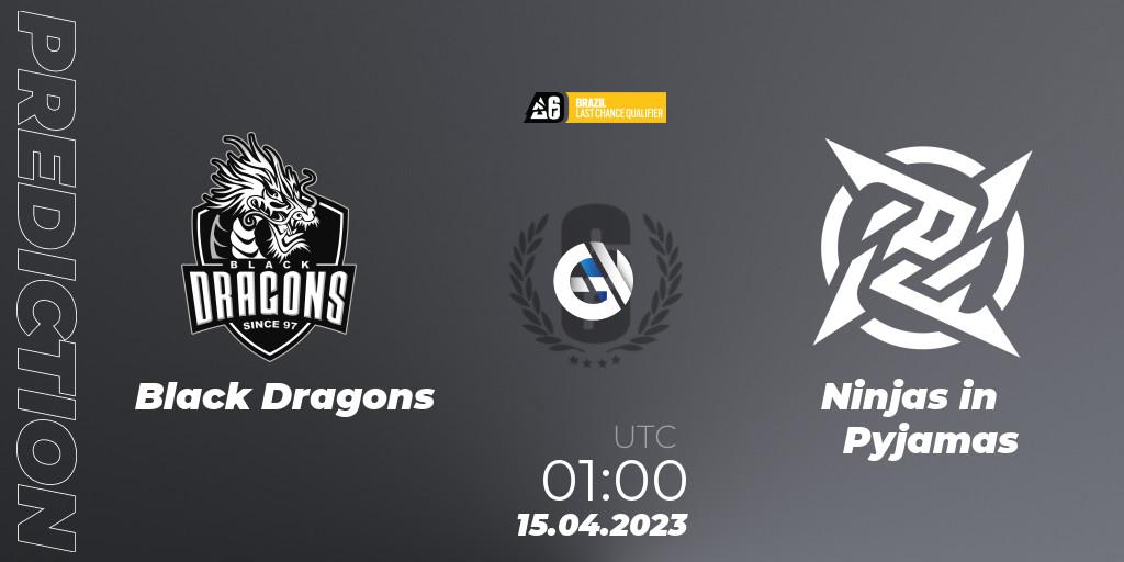 Black Dragons vs Ninjas in Pyjamas: Match Prediction. 15.04.2023 at 01:00, Rainbow Six, Brazil League 2023 - Stage 1 - Last Chance Qualifiers