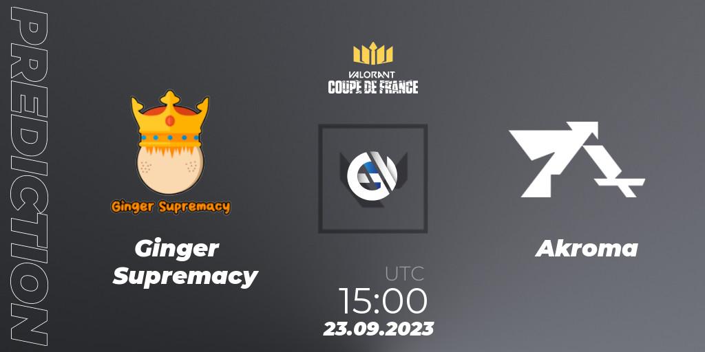 Ginger Supremacy vs Akroma: Match Prediction. 23.09.2023 at 15:00, VALORANT, VCL France: Revolution - Coupe De France 2023