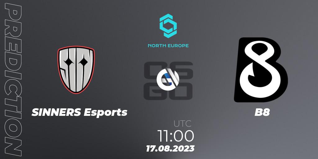 SINNERS Esports vs B8: Match Prediction. 17.08.2023 at 11:00, Counter-Strike (CS2), CCT North Europe Series #7