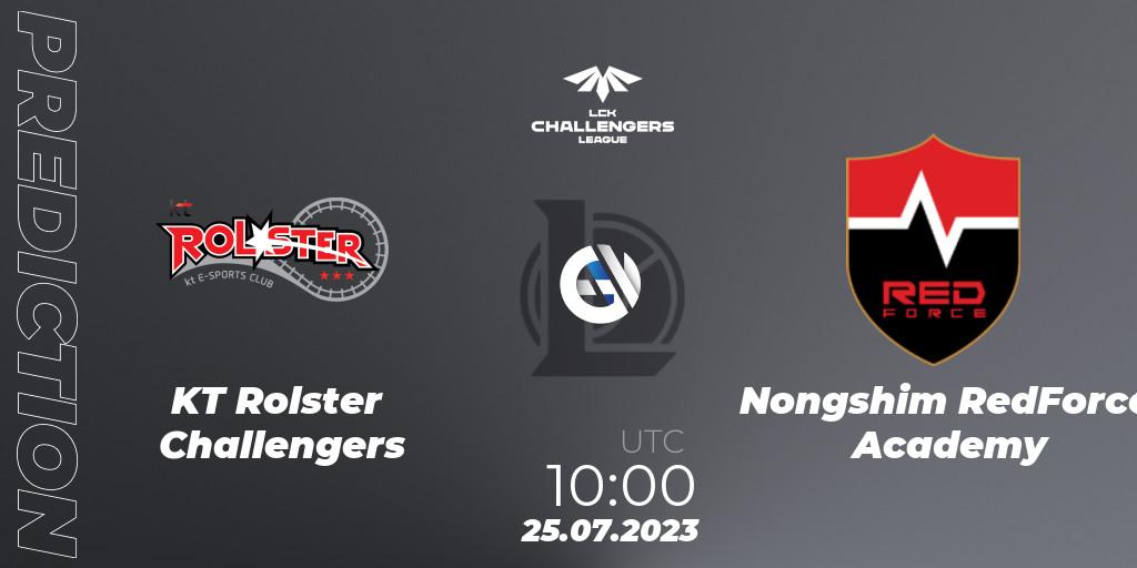 KT Rolster Challengers vs Nongshim RedForce Academy: Match Prediction. 25.07.2023 at 11:20, LoL, LCK Challengers League 2023 Summer - Group Stage