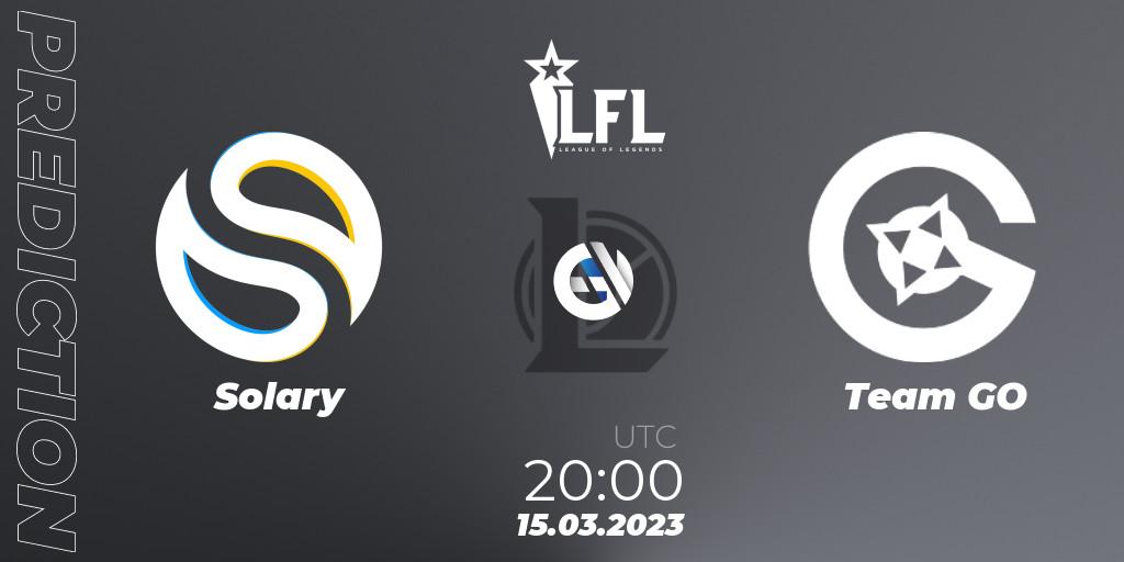 Solary vs Team GO: Match Prediction. 15.03.2023 at 20:00, LoL, LFL Spring 2023 - Group Stage