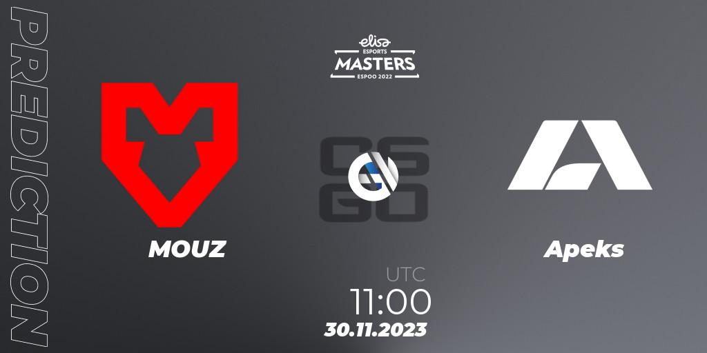 MOUZ vs Apeks: Match Prediction. 30.11.23, CS2 (CS:GO), Elisa Masters Espoo 2023