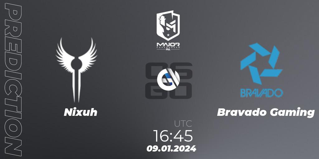 Nixuh vs Bravado Gaming: Match Prediction. 09.01.2024 at 16:45, Counter-Strike (CS2), PGL CS2 Major Copenhagen 2024 South Africa RMR Open Qualifier