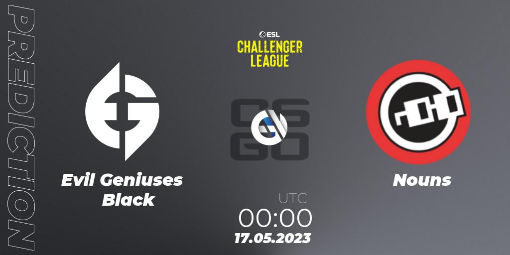 Evil Geniuses Black vs Nouns: Match Prediction. 17.05.2023 at 02:55, Counter-Strike (CS2), ESL Challenger League Season 45: North America