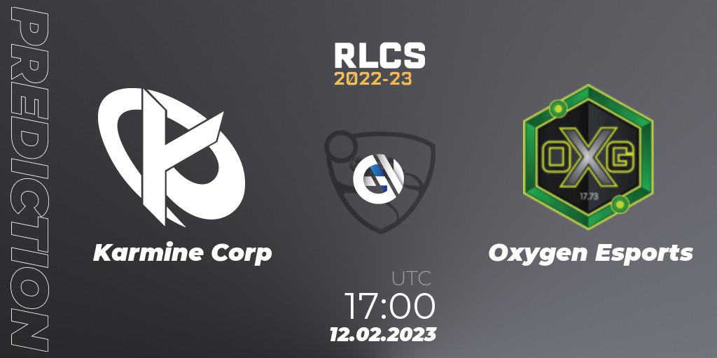 Karmine Corp vs Oxygen Esports: Match Prediction. 12.02.2023 at 16:50, Rocket League, RLCS 2022-23 - Winter: Europe Regional 2 - Winter Cup