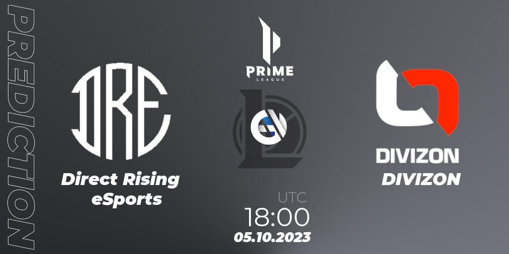 Direct Rising eSports vs DIVIZON: Match Prediction. 05.10.2023 at 18:00, LoL, Prime League Pokal 2023