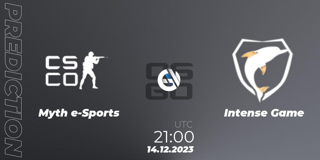 Myth e-Sports vs Intense Game: Match Prediction. 14.12.2023 at 21:00, Counter-Strike (CS2), Gamers Club Liga Série A: December 2023