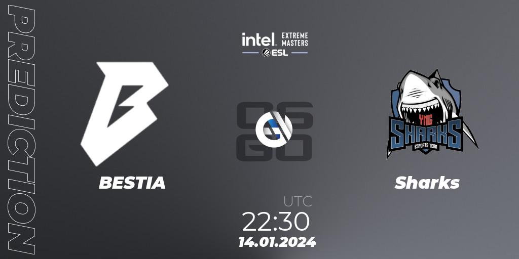 BESTIA vs Sharks: Match Prediction. 14.01.2024 at 22:30, Counter-Strike (CS2), Intel Extreme Masters China 2024: South American Open Qualifier #1