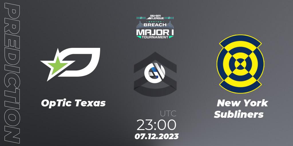 OpTic Texas vs New York Subliners: Match Prediction. 08.12.2023 at 23:30, Call of Duty, Call of Duty League 2024: Stage 1 Major Qualifiers
