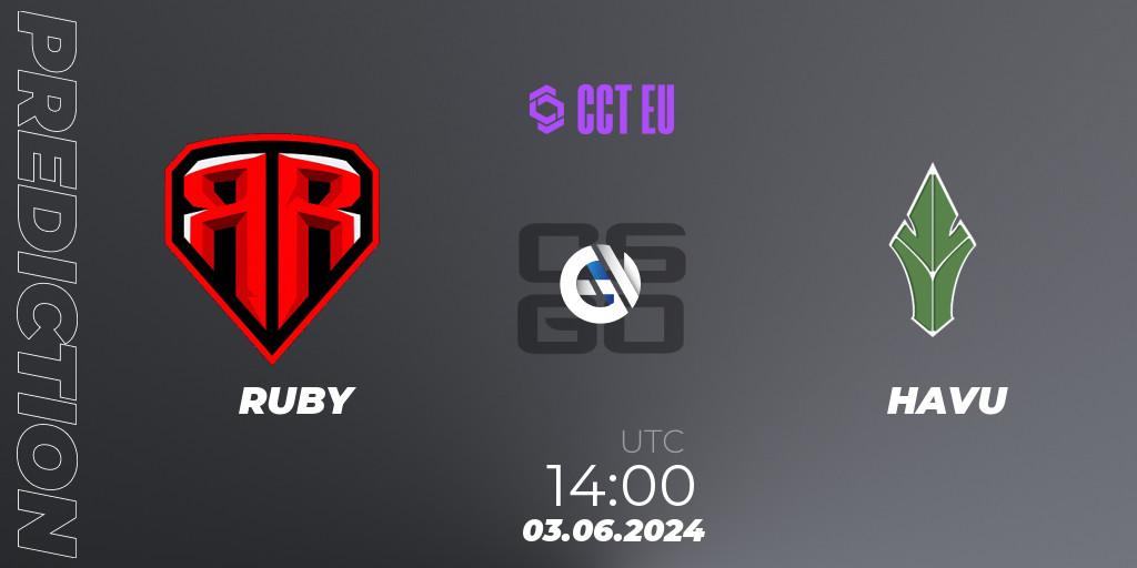 RUBY vs HAVU: Match Prediction. 03.06.2024 at 14:00, Counter-Strike (CS2), CCT Season 2 Europe Series 5