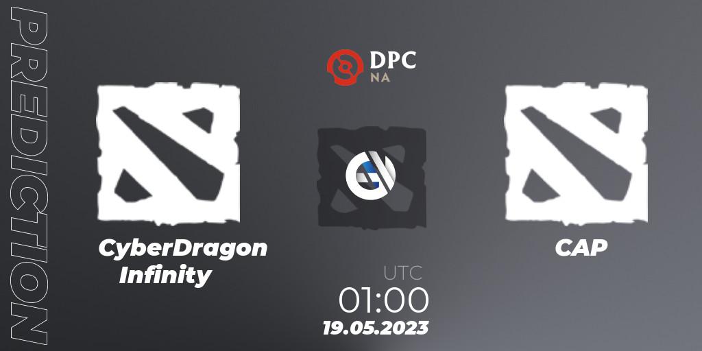 CyberDragon Infinity vs CAP: Match Prediction. 19.05.2023 at 00:00, Dota 2, DPC NA 2023 Tour 3: Open Qualifier #2