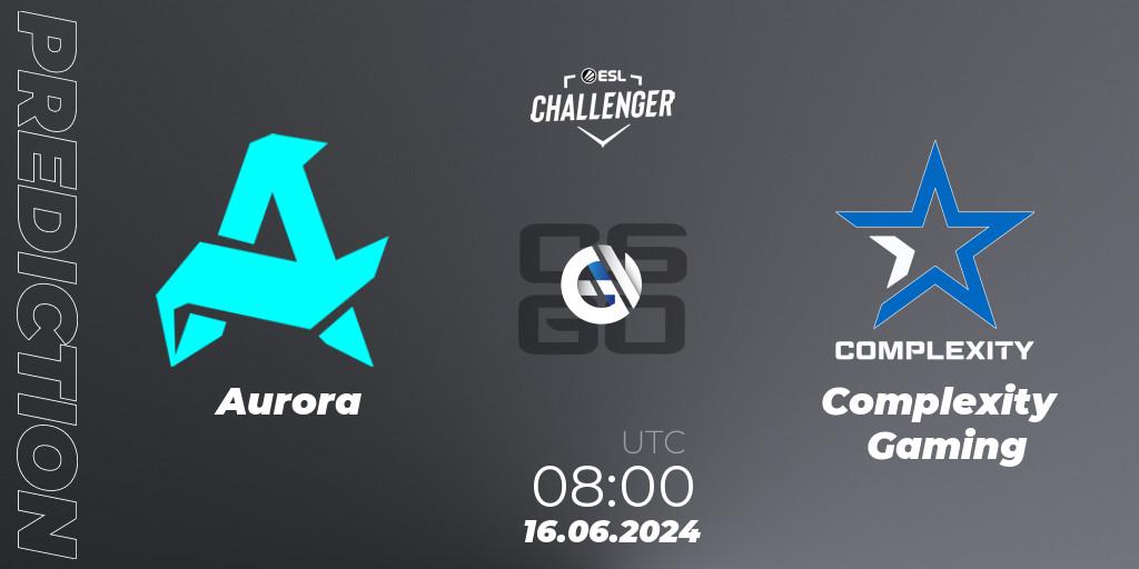 Aurora vs Complexity Gaming: Match Prediction. 16.06.2024 at 08:00, Counter-Strike (CS2), ESL Challenger Jönköping 2024
