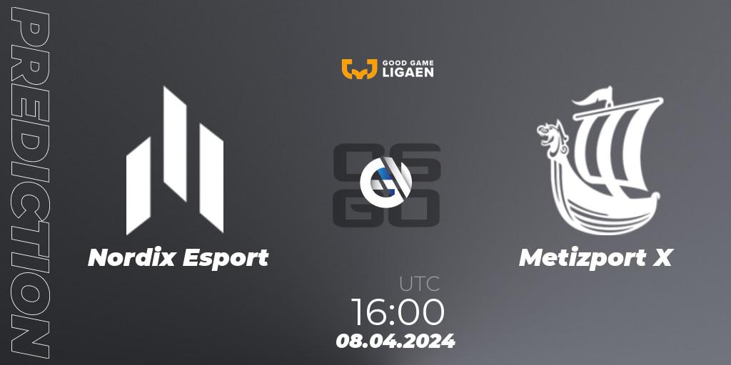 Nordix Esport vs Metizport X: Match Prediction. 10.04.2024 at 16:00, Counter-Strike (CS2), Good Game-ligaen Spring 2024