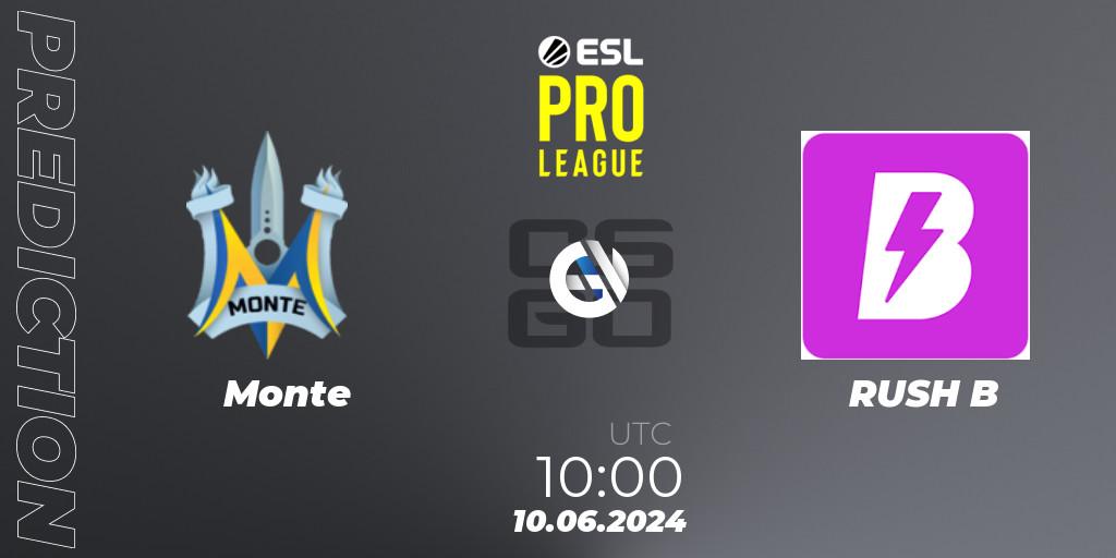 Monte vs RUSH B: Match Prediction. 10.06.2024 at 10:00, Counter-Strike (CS2), ESL Pro League Season 20: European Conference
