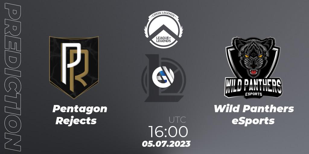 Pentagon Rejects vs Wild Panthers eSports: Match Prediction. 05.07.2023 at 16:00, LoL, Greek Legends League Summer 2023