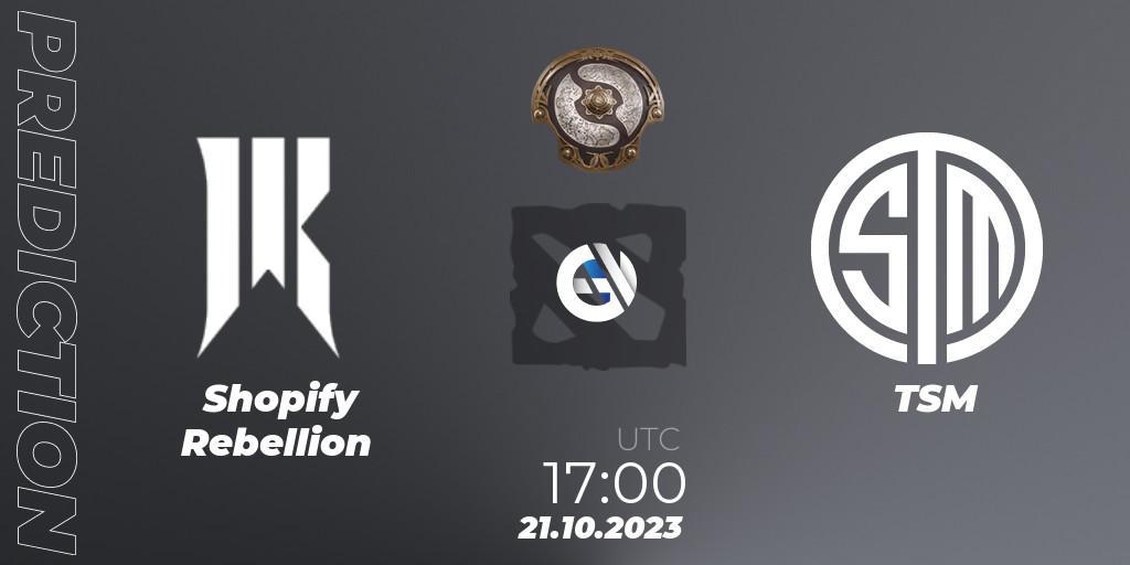 Shopify Rebellion vs TSM: Match Prediction. 21.10.2023 at 17:11, Dota 2, The International 2023