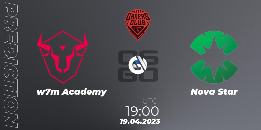 w7m Academy vs Nova Star: Match Prediction. 19.04.2023 at 21:00, Counter-Strike (CS2), Gamers Club Liga Série A: April 2023