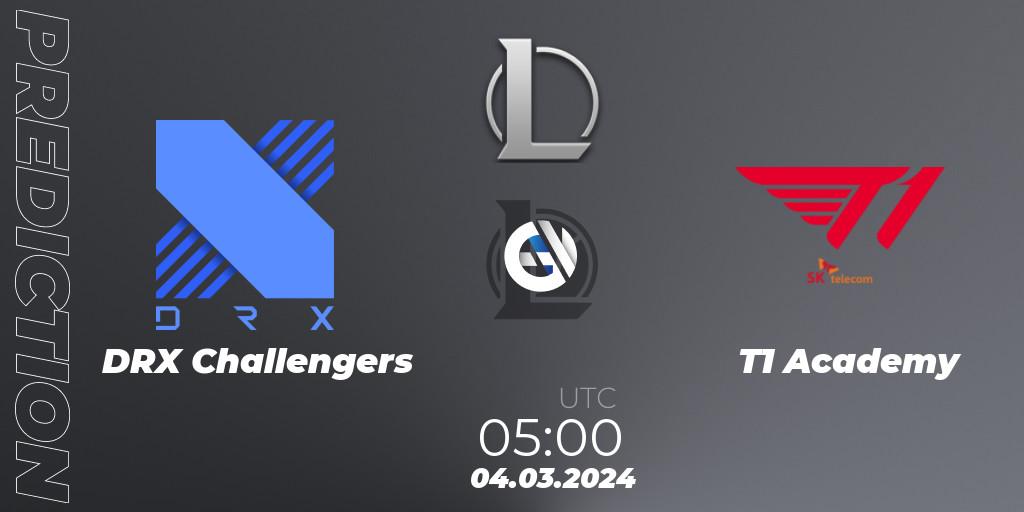 DRX Challengers vs T1 Academy: Match Prediction. 04.03.2024 at 05:00, LoL, LCK Challengers League 2024 Spring - Group Stage