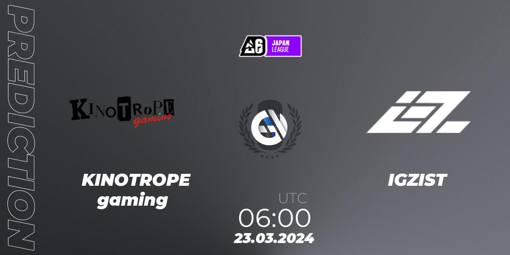 KINOTROPE gaming vs IGZIST: Match Prediction. 23.03.2024 at 06:00, Rainbow Six, Japan League 2024 - Stage 1