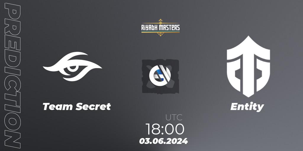Team Secret vs Entity: Match Prediction. 03.06.2024 at 18:20, Dota 2, Riyadh Masters 2024: Western Europe Closed Qualifier