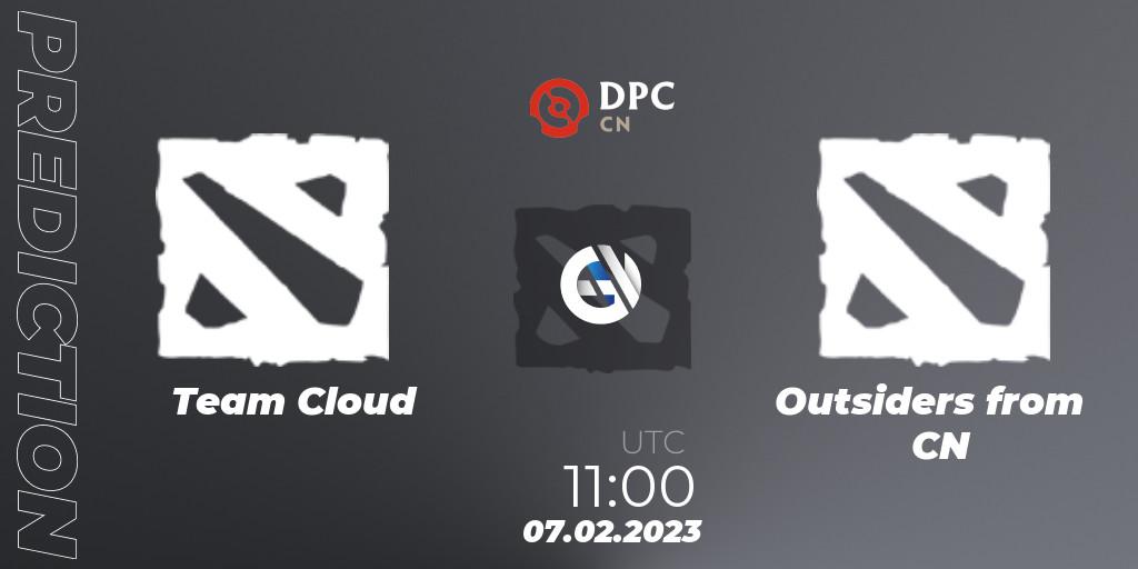 Team Cloud vs Outsiders from CN: Match Prediction. 07.02.23, Dota 2, DPC 2022/2023 Winter Tour 1: CN Division II (Lower)
