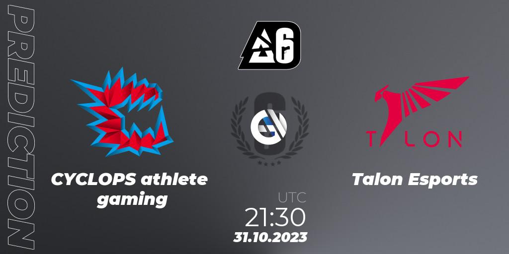 CYCLOPS athlete gaming vs Talon Esports: Match Prediction. 31.10.23, Rainbow Six, BLAST Major USA 2023