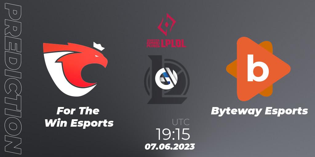 For The Win Esports vs Byteway Esports: Match Prediction. 07.06.2023 at 19:15, LoL, LPLOL Split 2 2023 - Group Stage
