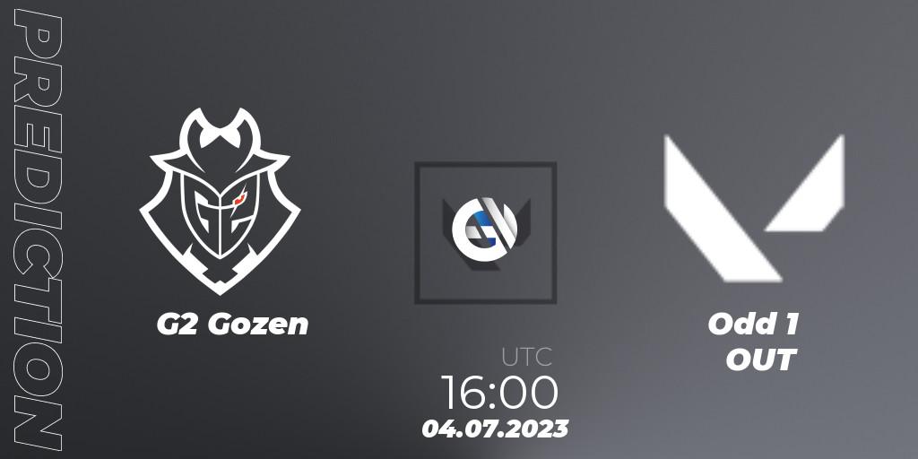 G2 Gozen vs Odd 1 OUT: Match Prediction. 04.07.2023 at 16:00, VALORANT, VCT 2023: Game Changers EMEA Series 2 - Group Stage
