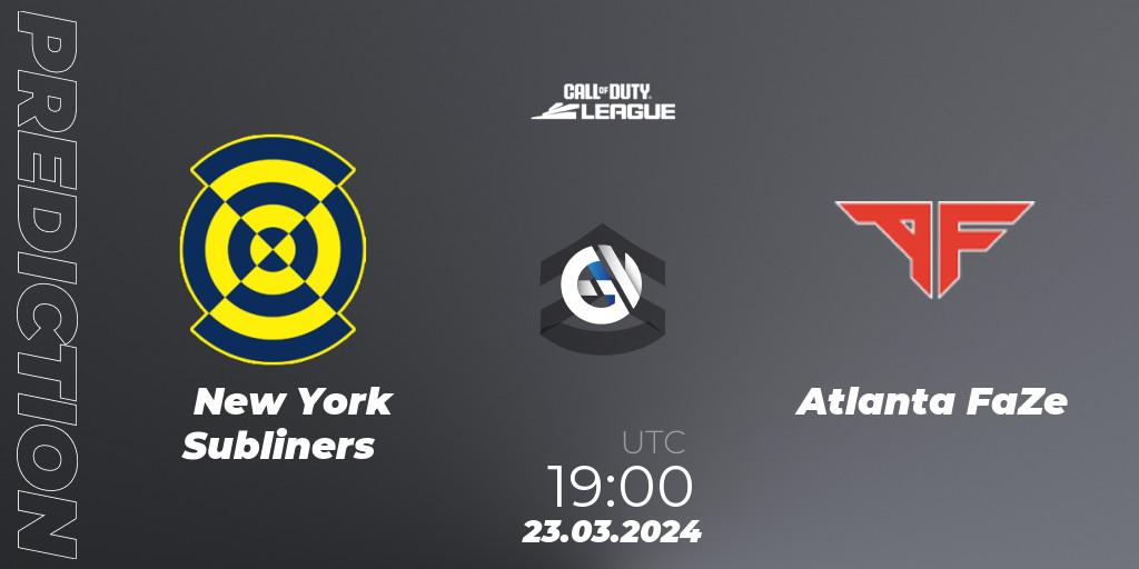 New York Subliners vs Atlanta FaZe: Match Prediction. 23.03.2024 at 19:00, Call of Duty, Call of Duty League 2024: Stage 2 Major