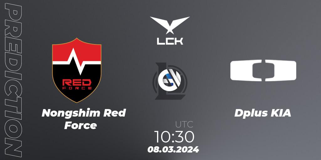 Nongshim Red Force vs Dplus KIA: Match Prediction. 08.03.2024 at 10:30, LoL, LCK Spring 2024 - Group Stage