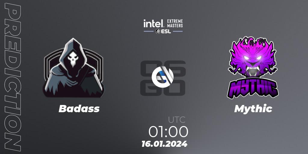 Badass vs Mythic: Match Prediction. 16.01.2024 at 01:00, Counter-Strike (CS2), Intel Extreme Masters China 2024: North American Open Qualifier #1