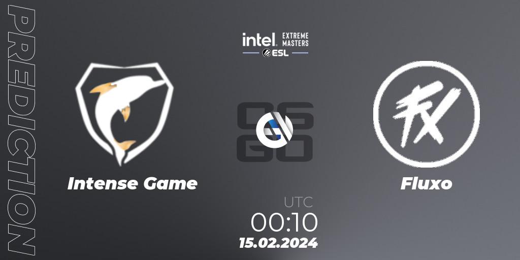 Intense Game vs Fluxo: Match Prediction. 15.02.2024 at 00:10, Counter-Strike (CS2), Intel Extreme Masters Dallas 2024: South American Open Qualifier #1