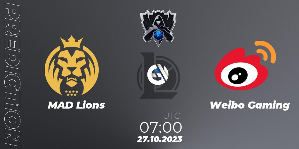 MAD Lions vs Weibo Gaming: Match Prediction. 26.10.23, LoL, Worlds 2023 LoL - Group Stage