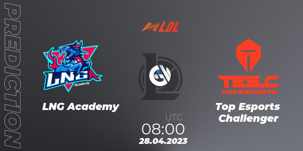 LNG Academy vs Top Esports Challenger: Match Prediction. 28.04.2023 at 08:00, LoL, LDL 2023 - Regular Season - Stage 2