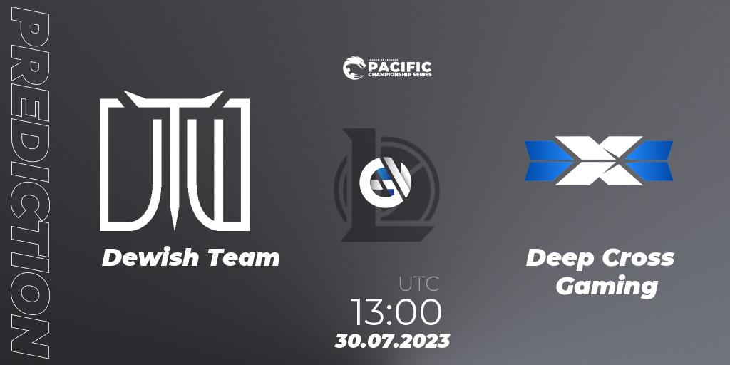 Dewish Team vs Deep Cross Gaming: Match Prediction. 30.07.2023 at 13:20, LoL, PACIFIC Championship series Group Stage