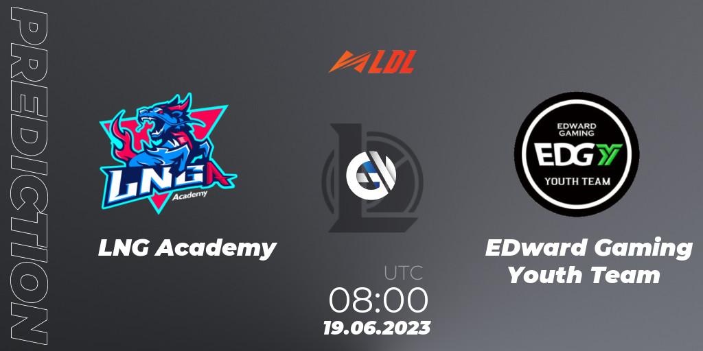 LNG Academy vs EDward Gaming Youth Team: Match Prediction. 19.06.2023 at 09:00, LoL, LDL 2023 - Regular Season - Stage 3