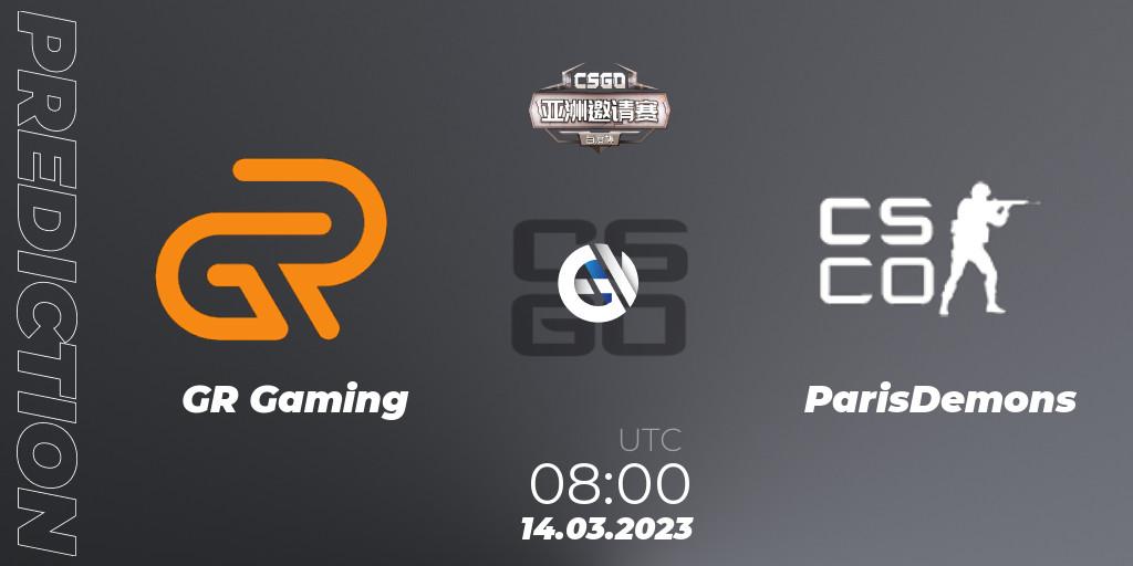GR Gaming vs ParisDemons: Match Prediction. 14.03.2023 at 08:00, Counter-Strike (CS2), Baidu Cup Invitational #2