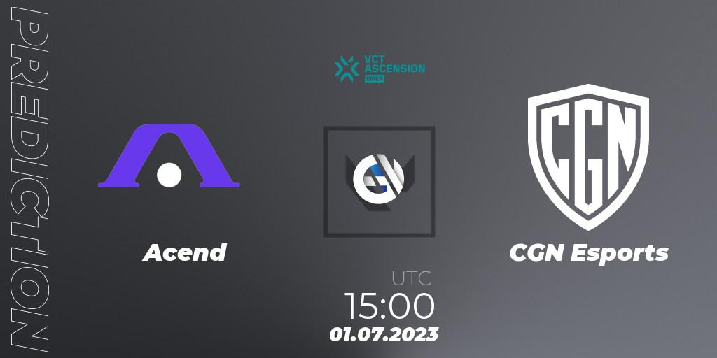 Acend vs CGN Esports: Match Prediction. 01.07.2023 at 15:10, VALORANT, VALORANT Challengers Ascension 2023: EMEA - Group Stage