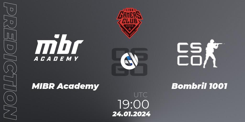 MIBR Academy vs Bombril 1001: Match Prediction. 24.01.2024 at 19:00, Counter-Strike (CS2), Gamers Club Liga Série A: January 2024