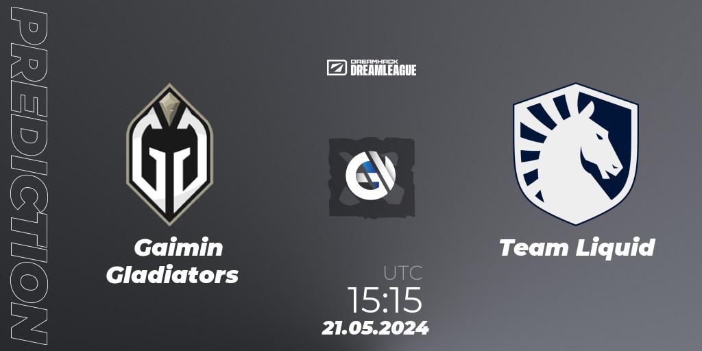 Gaimin Gladiators vs Team Liquid: Match Prediction. 21.05.2024 at 15:40, Dota 2, DreamLeague Season 23