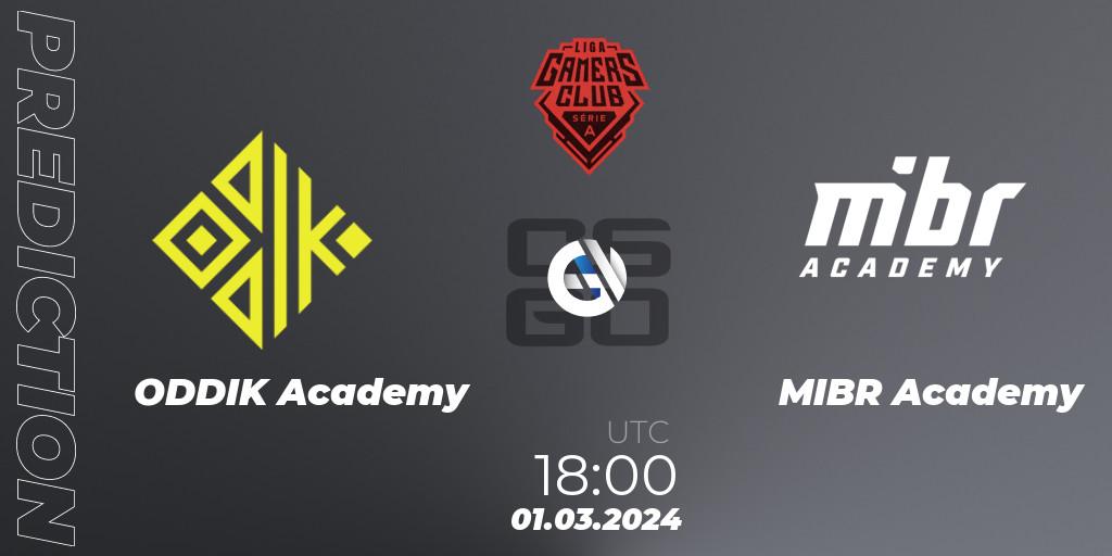 ODDIK Academy vs MIBR Academy: Match Prediction. 01.03.2024 at 18:00, Counter-Strike (CS2), Gamers Club Liga Série A: February 2024