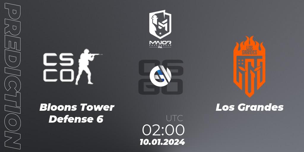 Bloons Tower Defense 6 vs Los Grandes: Match Prediction. 10.01.2024 at 03:10, Counter-Strike (CS2), PGL CS2 Major Copenhagen 2024 North America RMR Open Qualifier 1