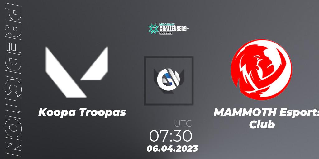 Koopa Troopas vs MAMMOTH Esports Club: Match Prediction. 06.04.2023 at 08:30, VALORANT, VALORANT Challengers 2023: Oceania Split 2 - Group Stage