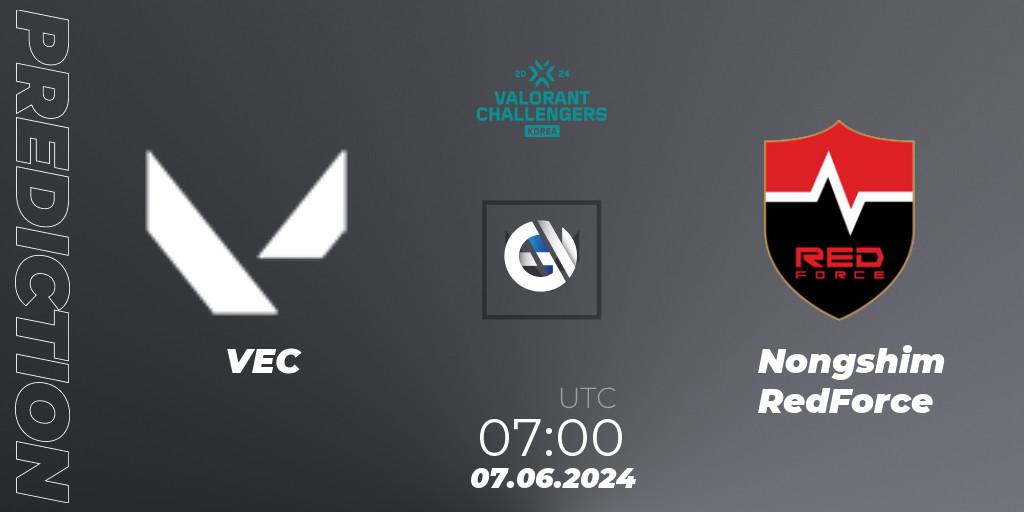 VEC vs Nongshim RedForce: Match Prediction. 07.06.2024 at 07:00, VALORANT, VALORANT Challengers 2024 Korea: Split 2