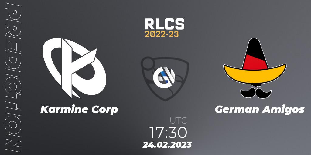Karmine Corp vs German Amigos: Match Prediction. 24.02.2023 at 17:30, Rocket League, RLCS 2022-23 - Winter: Europe Regional 3 - Winter Invitational