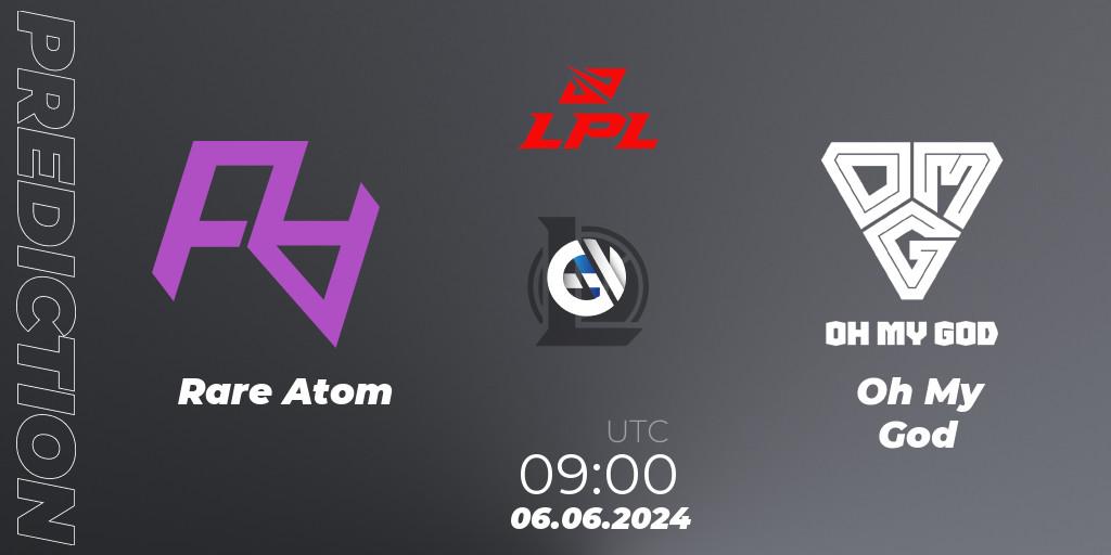 Rare Atom vs Oh My God: Match Prediction. 06.06.2024 at 09:00, LoL, LPL 2024 Summer - Group Stage