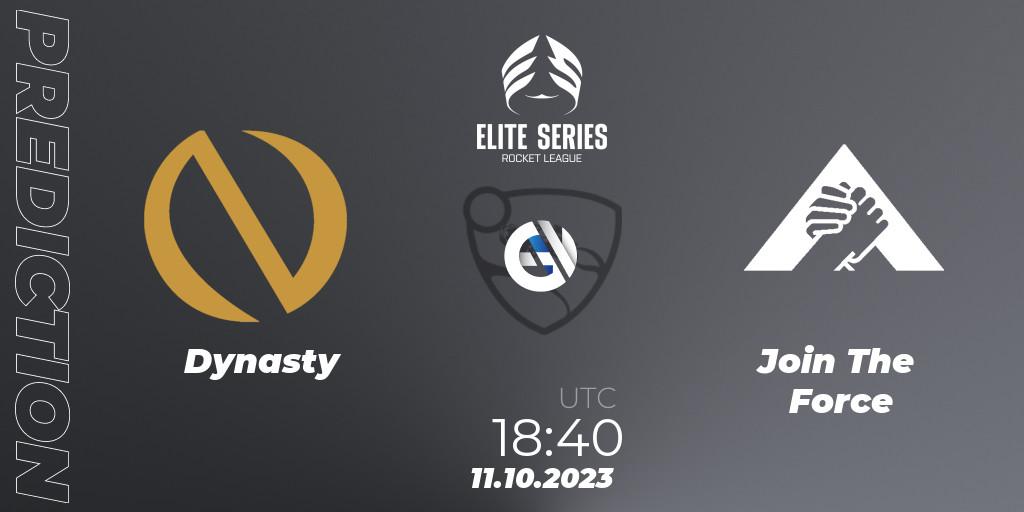 Dynasty vs Join The Force: Match Prediction. 11.10.2023 at 18:40, Rocket League, Elite Series Fall 2023