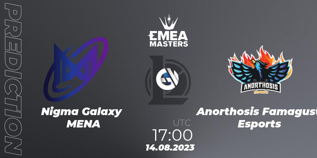 Nigma Galaxy MENA vs Anorthosis Famagusta Esports: Match Prediction. 14.08.2023 at 17:00, LoL, EMEA Masters Summer 2023